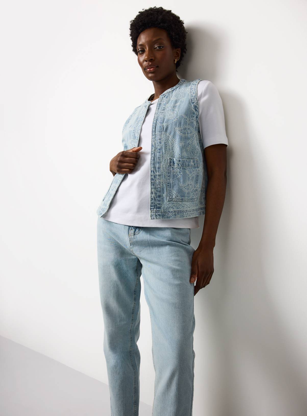 Denim Paisley Print Co-ord Waistcoat 22 - Image 2